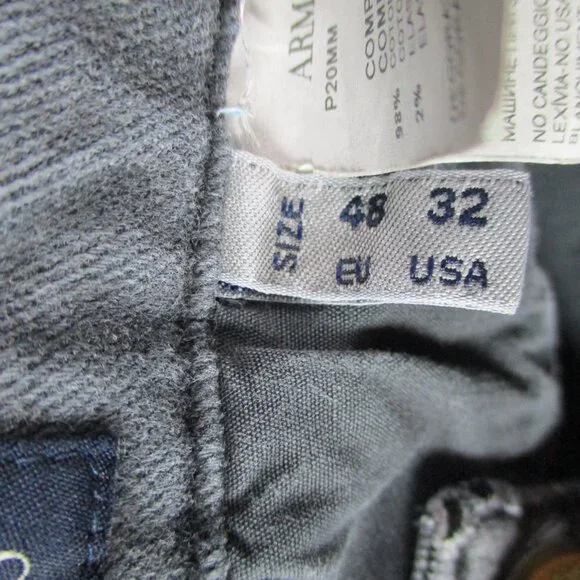 Armani Jeans Womens 32 Gray Denim Chino Slit Pockets Giorgi Comfort Fabric - Picture 9 of 16